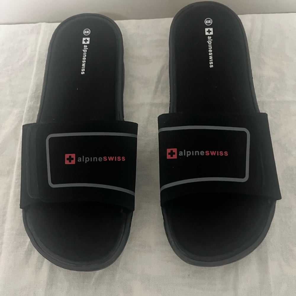 Alpine Swiss Mens Memory Foam Slide Sandals Adjustable Comfort Athletic 13M 15W
